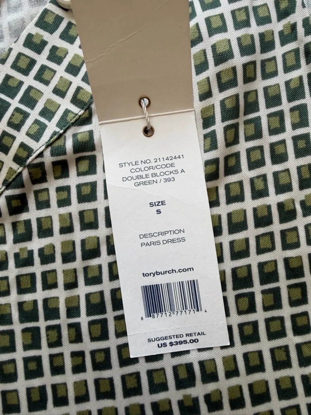 Tory Burch Green Double Blocks Silk Paris Mini Dress